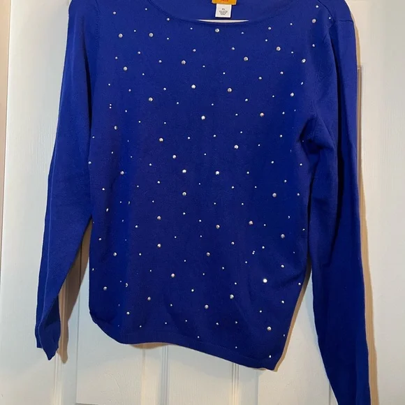 👗 Ruby Rd. Royal Blue Sweater with Silver Accents - Picture 2 of 4